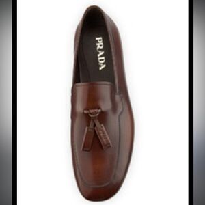 Prada Brown Leather Tassel Loafers